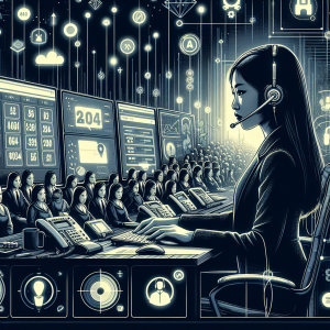 Illustration of Entrepreneur managing multiple numbers in a Home office setup with headset setting, with a innovative mood.