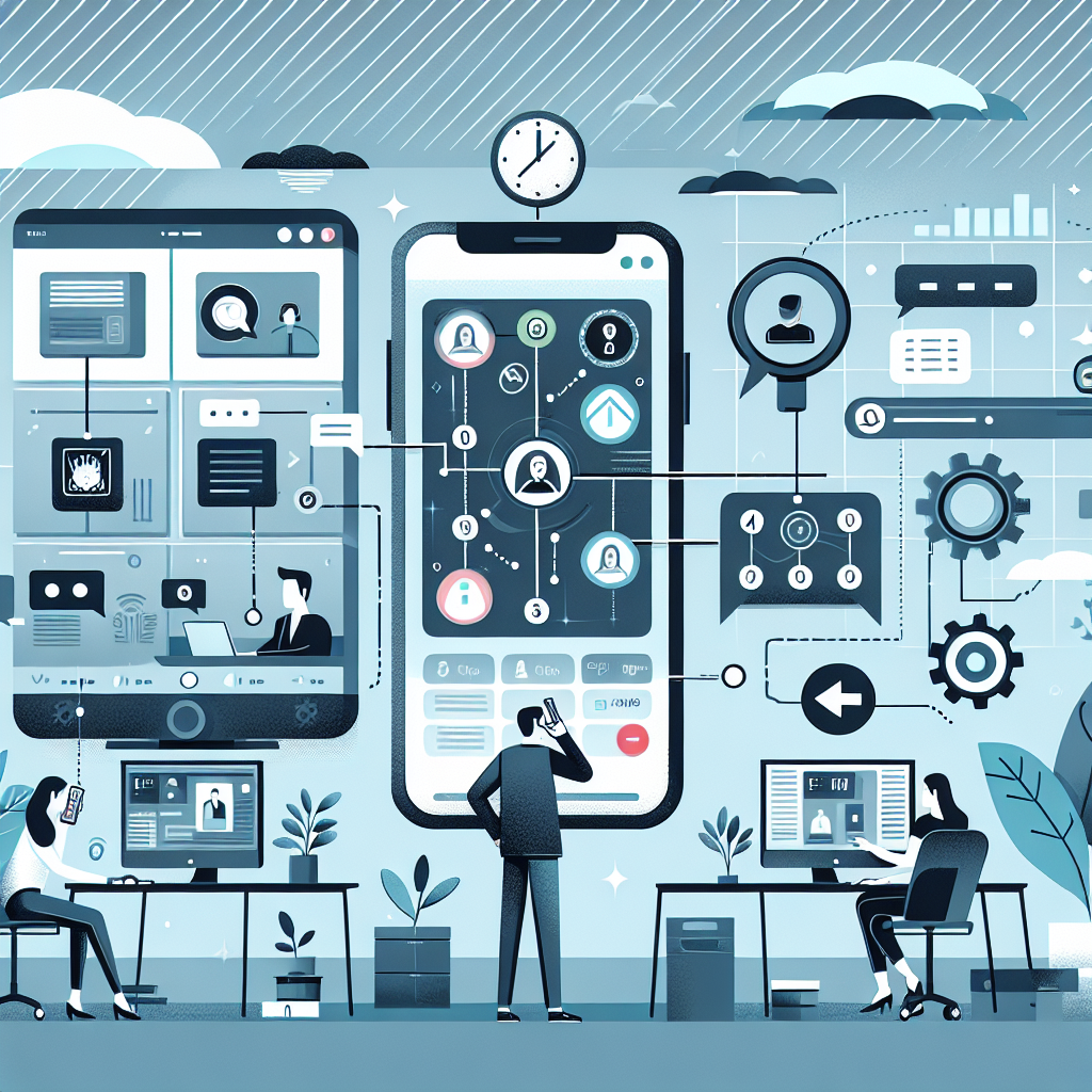 Illustration of Phone routing multiple devices in a Tech-themed workspace setting, with a efficient mood.