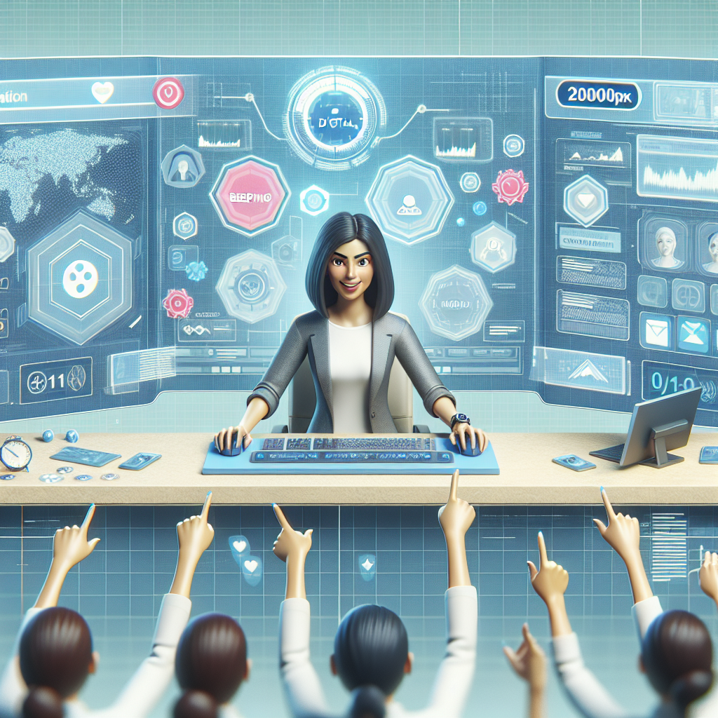 Illustration of Entrepreneur managing multiple numbers in a Virtual command center setting, with a determined mood.