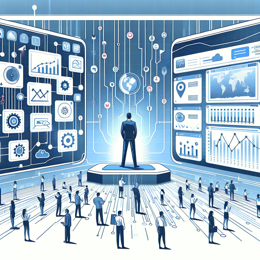 Illustration of Entrepreneur managing multiple numbers in a Virtual command center setting, with a inspired mood.