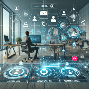 Illustration of Caller ID with mobile icons in a Tech-themed workspace setting, with a efficient mood.