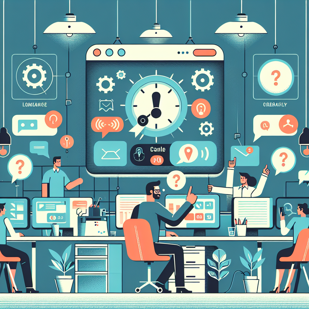 Illustration of User switching call profiles in a Tech-themed workspace setting, with a alert mood.