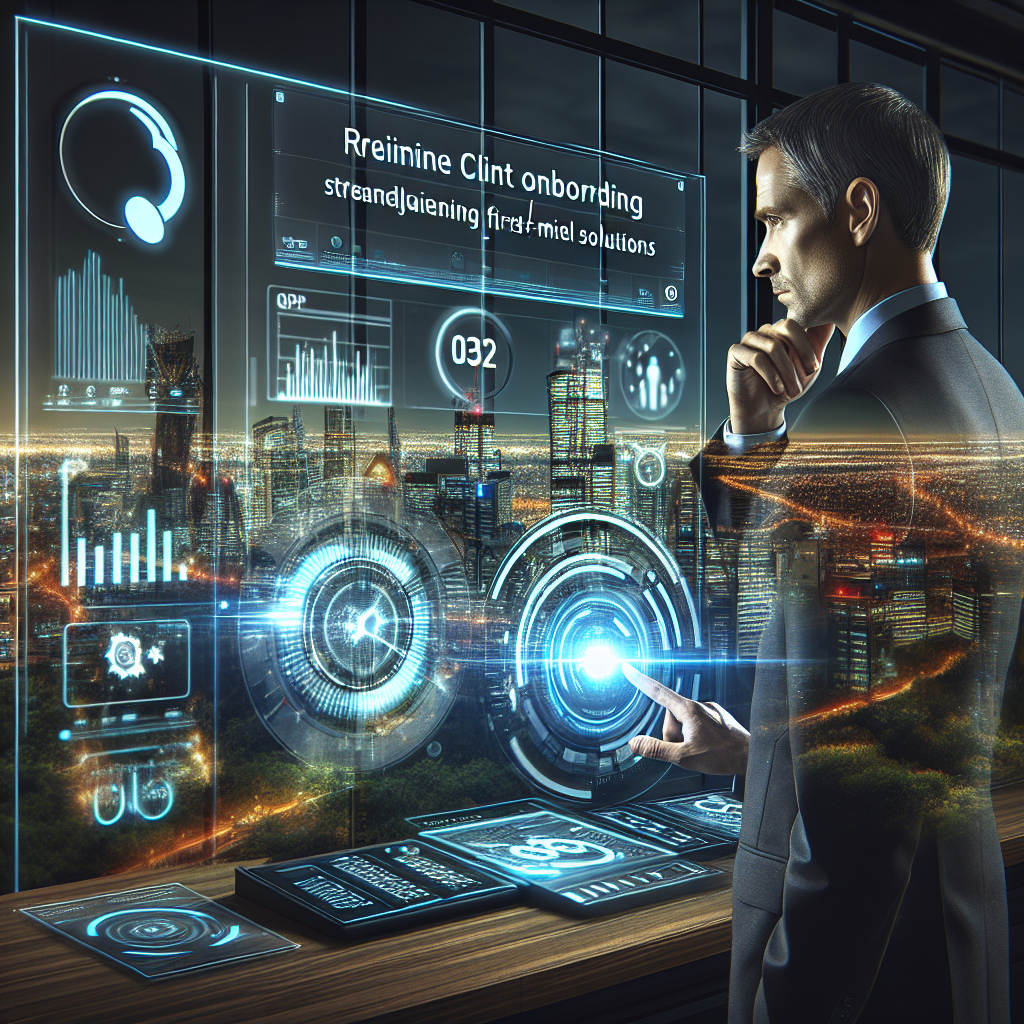 Illustration of Manager analyzing call reports in a City skyline through office window setting, with a confident mood.