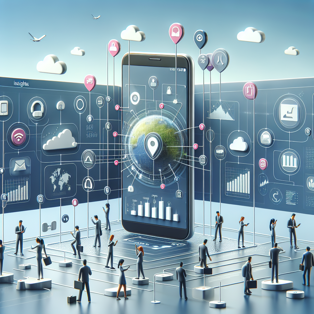 Illustration of Phone routing multiple devices in a Dashboard with telecom metrics setting, with a innovative mood.
