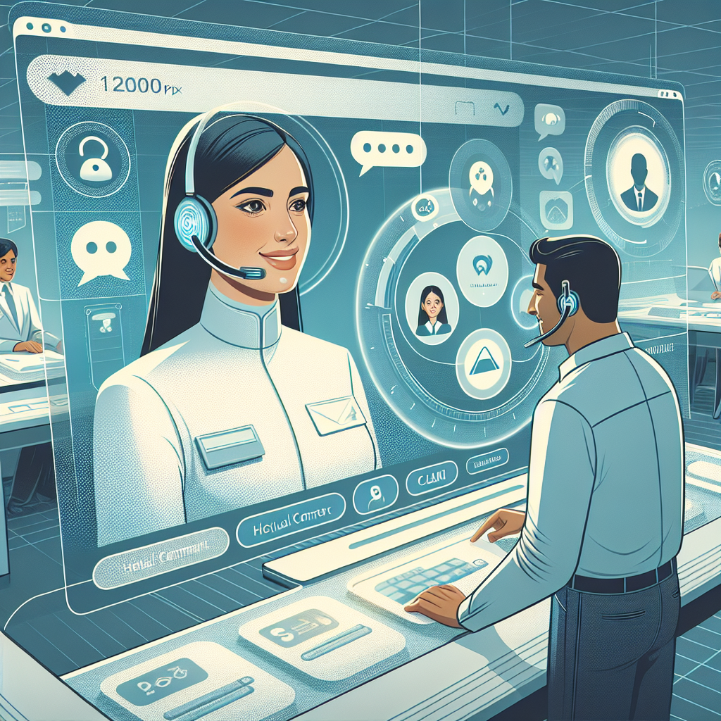 Illustration of Agent handling client calls in a Virtual command center setting, with a innovative mood.
