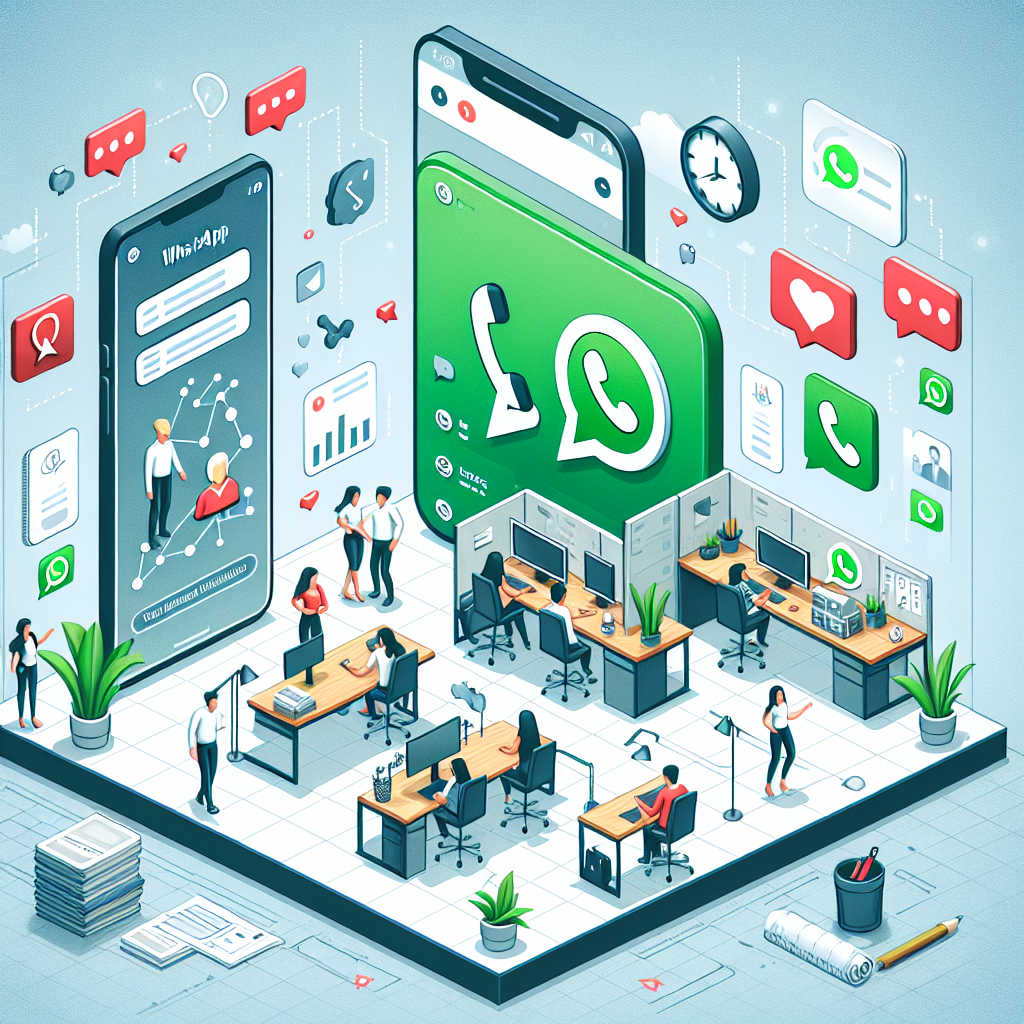 Illustration of Customer connecting via WhatsApp in a Tech-themed workspace setting, with a determined mood.