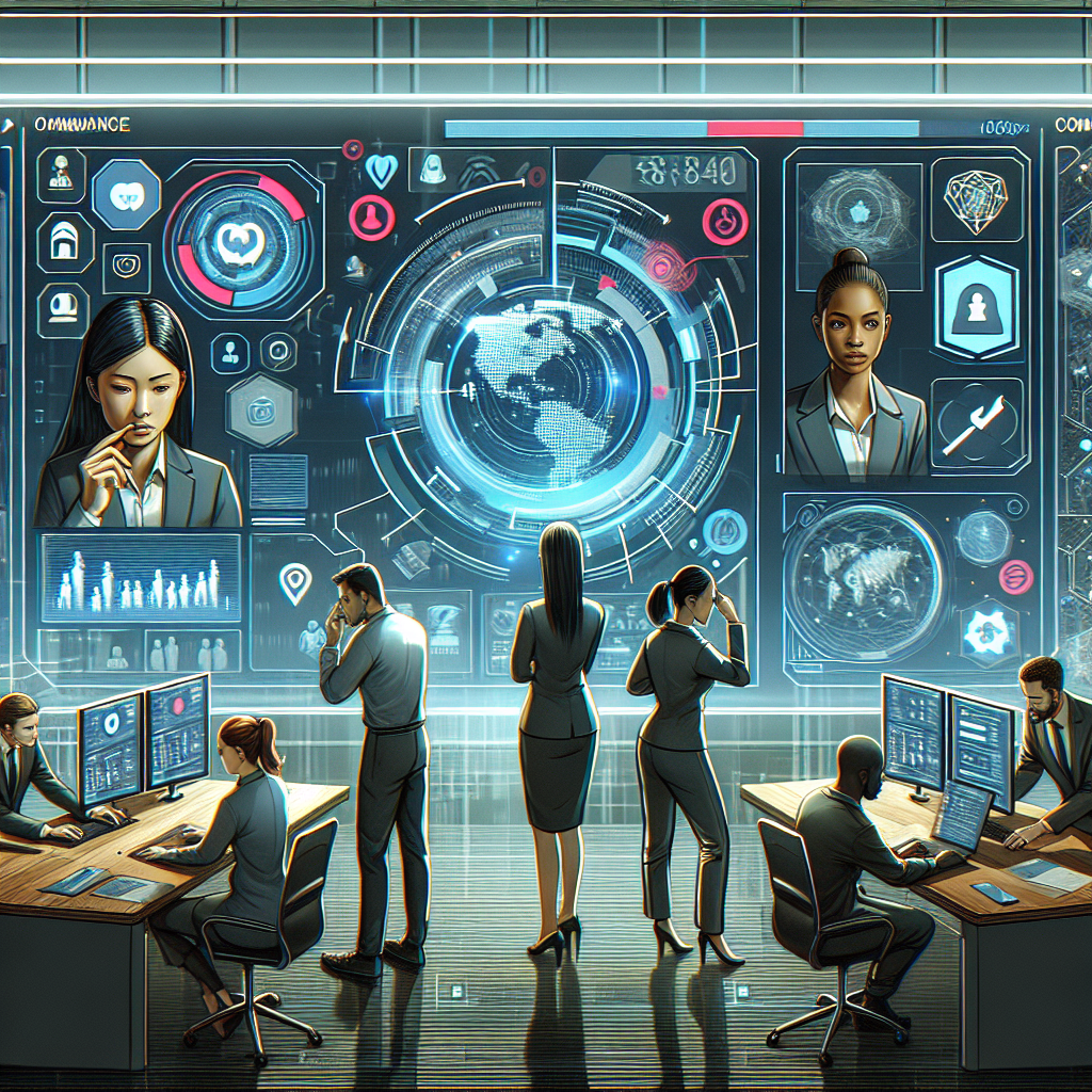 Illustration of Team using communication dashboard in a Virtual command center setting, with a inspired mood.