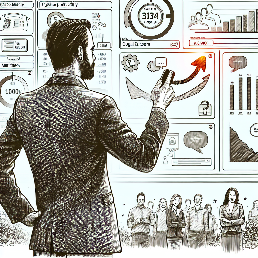 Illustration of User switching call profiles in a Dashboard with telecom metrics setting, with a confident mood.