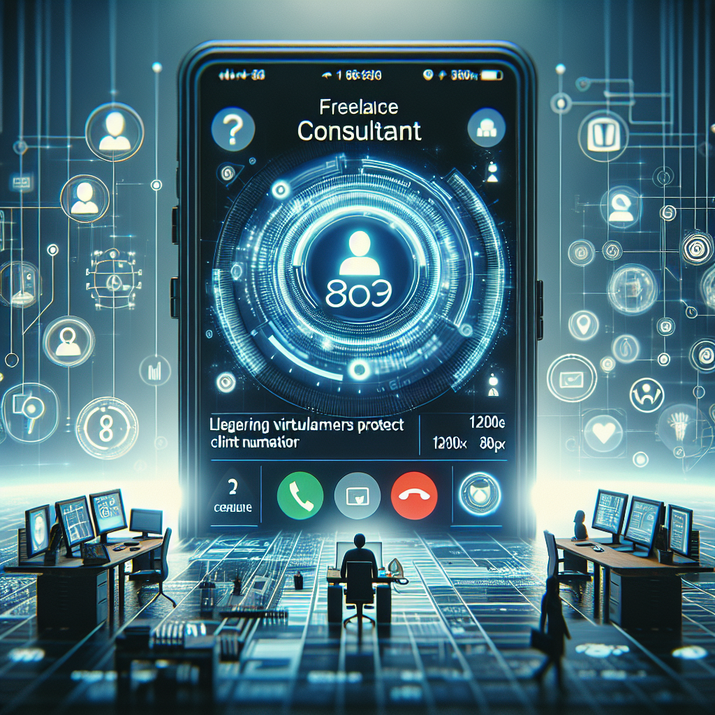 Illustration of Caller ID with mobile icons in a Modern office with mobile tech setting, with a innovative mood.