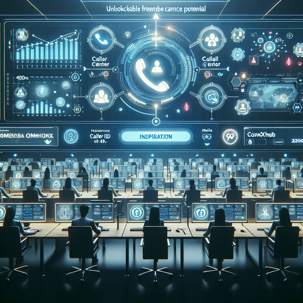 Illustration of Caller ID with mobile icons in a Call center with digital wallboards setting, with a inspired mood.