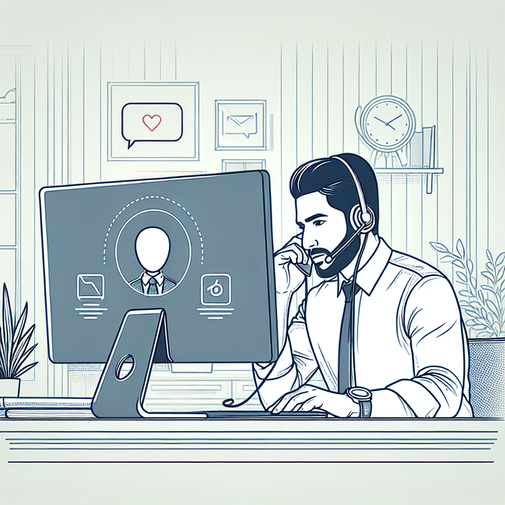 Illustration of Person making business calls on phone in a Home office setup with headset setting, with a focused mood.